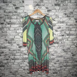 EUC Calvin Klein Multicolor Midi Sheath Dress Size Large